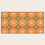 Mid Century Modern Atomic Dots and Stars Retro Pattern in Mossy Sage Olive Green Orange Beige Desk Mat Gallery Image 3