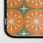 Mid Century Modern Atomic Dots and Stars Retro Pattern in Mossy Sage Olive Green Orange Beige Laptop Sleeve Gallery Image 3
