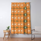 Mid Century Modern Atomic Dots and Stars Retro Pattern in Mossy Sage Olive Green Orange Beige Window Curtain Gallery Image 5
