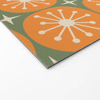 Mid Century Modern Atomic Dots and Stars Retro Pattern in Mossy Sage Olive Green Orange Beige Welcome Mat Gallery Image 2