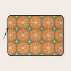 Mid Century Modern Atomic Dots and Stars Retro Pattern in Mossy Sage Olive Green Orange Beige Laptop Sleeve Gallery Image 1