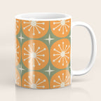 Mid Century Modern Atomic Dots and Stars Retro Pattern in Mossy Sage Olive Green Orange Beige Coffee Mug Gallery Image 1