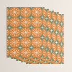 Mid Century Modern Atomic Dots and Stars Retro Pattern in Mossy Sage Olive Green Orange Beige Wrapping Paper Gallery Image 3