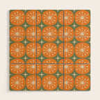 Mid Century Modern Atomic Dots and Stars Retro Pattern in Mossy Sage Olive Green Orange Beige Wood Wall Art Gallery Image 1