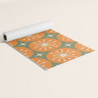 Mid Century Modern Atomic Dots and Stars Retro Pattern in Mossy Sage Olive Green Orange Beige Yoga Mat Gallery Image 2