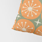 Mid Century Modern Atomic Dots and Stars Retro Pattern in Mossy Sage Olive Green Orange Beige Pillow Sham Gallery Image 4
