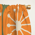 Mid Century Modern Atomic Dots and Stars Retro Pattern in Mossy Sage Olive Green Orange Beige Window Curtain Gallery Image 2