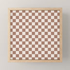 Checkered Checked Check Pattern Inspired by PANTONE 17 1230 Color of the Year Mocha Mousse Mini Art Print Gallery Image 1