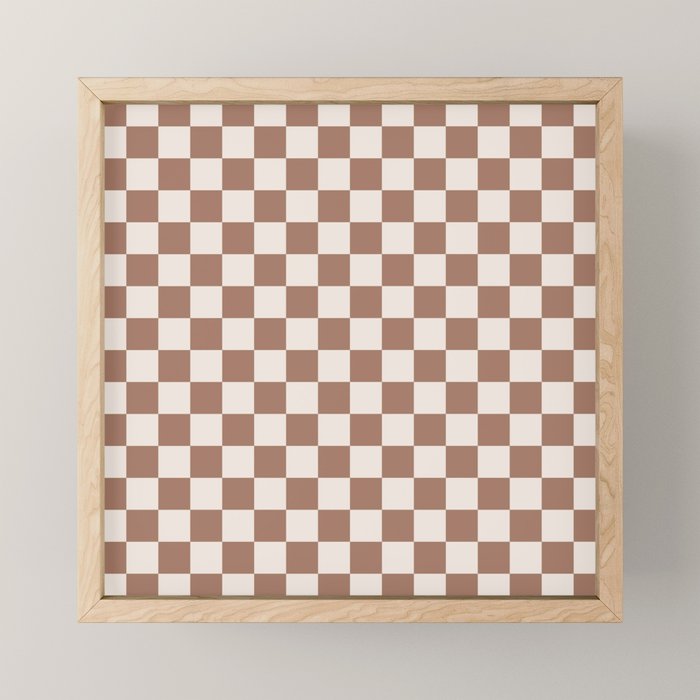 Checkered Checked Check Pattern Inspired by PANTONE 17 1230 Color of the Year Mocha Mousse Mini Art Print Gallery Image 1