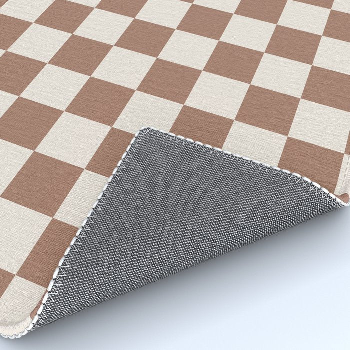 Checkered Checked Check Pattern Inspired by PANTONE 17 1230 Color of the Year Mocha Mousse Rug Gallery Image 4
