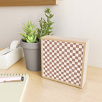 Checkered Checked Check Pattern Inspired by PANTONE 17 1230 Color of the Year Mocha Mousse Mini Art Print Gallery Image 2