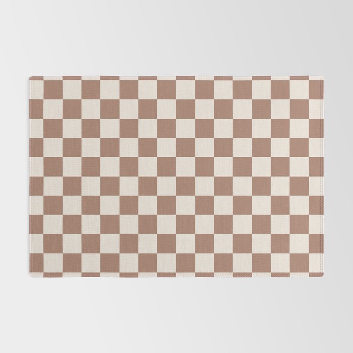 Checkered Checked Check Pattern Inspired by PANTONE 17 1230 Color of the Year Mocha Mousse Rug Gallery Image 2