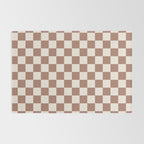Checkered Checked Check Pattern Inspired by PANTONE 17 1230 Color of the Year Mocha Mousse Rug Gallery Image 2