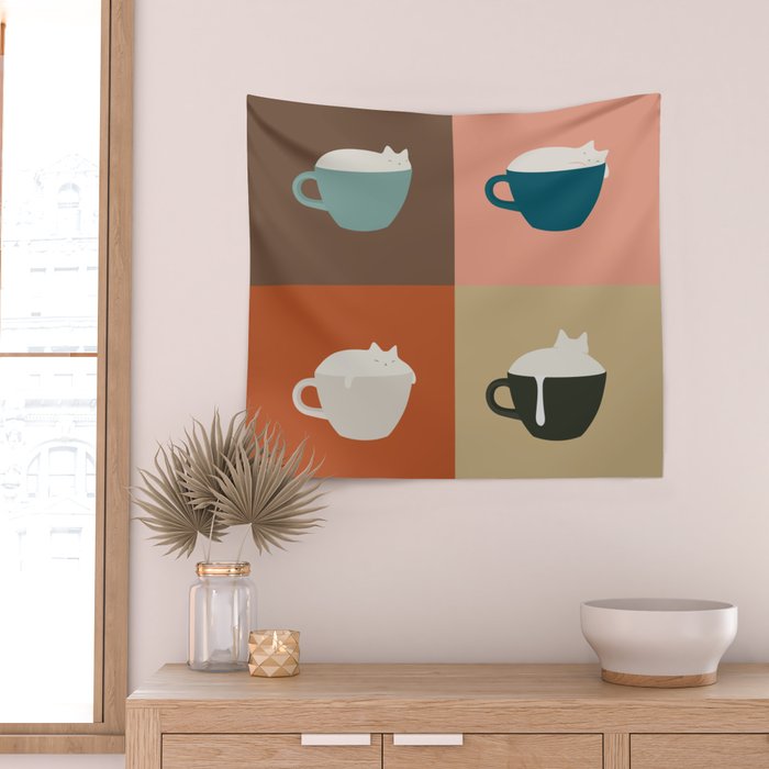 Catpuccino 2x2 Wall Tapestry Gallery Image 2