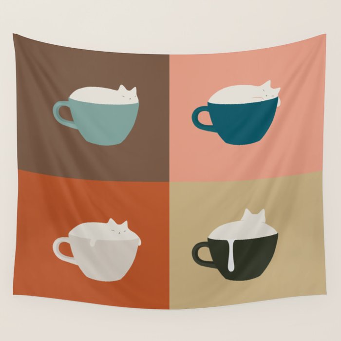 Catpuccino 2x2 Wall Tapestry Gallery Image 1