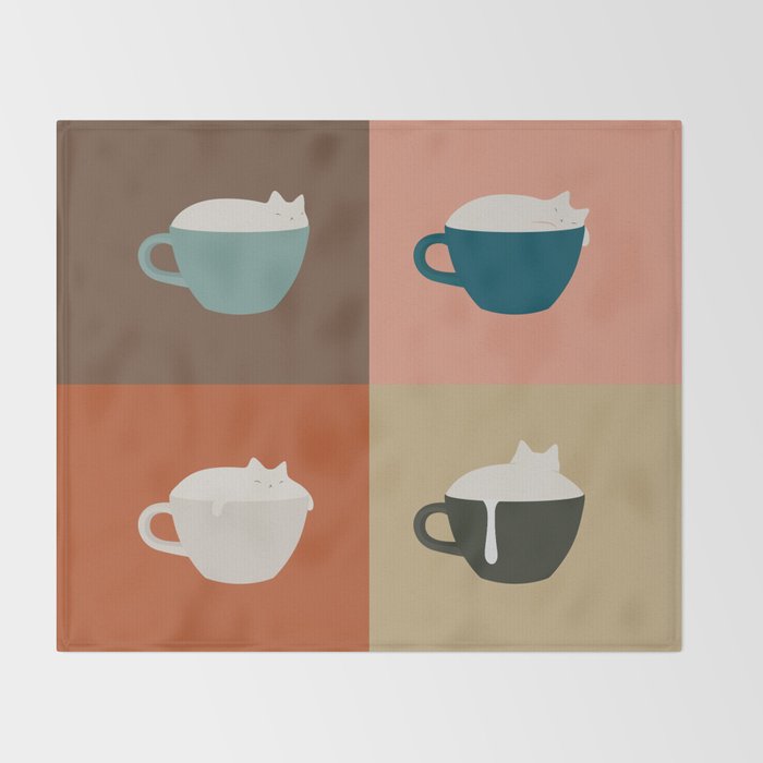 Catpuccino 2x2 Throw Blanket Gallery Image 2