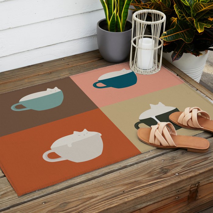 Catpuccino 2x2 Outdoor Rug Gallery Image 2
