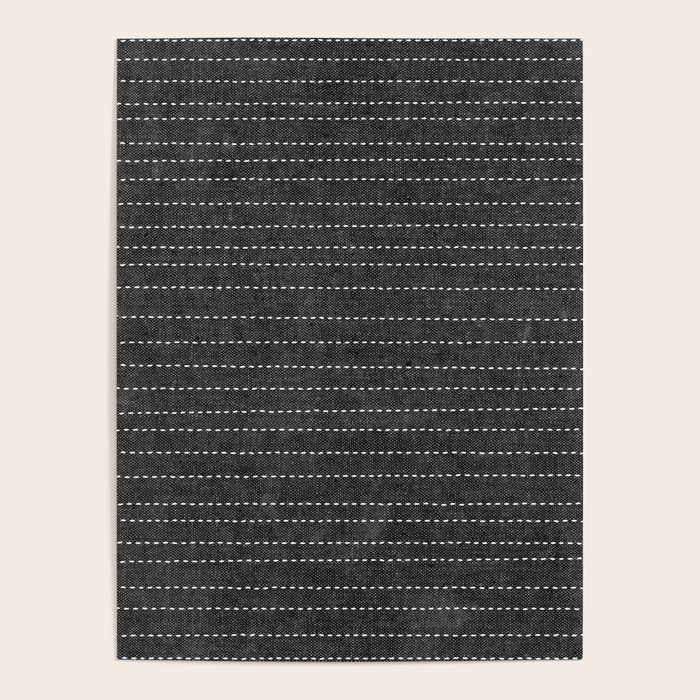 stitched stripes - charcoal Poster Gallery Image 4