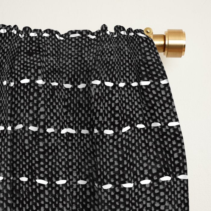 stitched stripes - charcoal Window Curtain Gallery Image 2