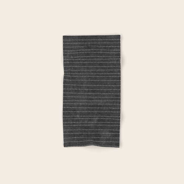stitched stripes - charcoal Hand & Bath Towel Gallery Image 1