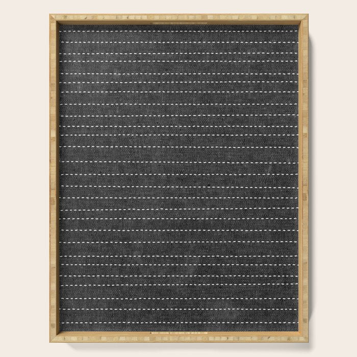 stitched stripes - charcoal Serving Tray Gallery Image 1