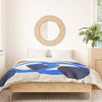 Mid Century Modern Abstract Minimalist Fun Colorful Shapes Marine Green Retro Vintage Fun Shapes Duvet Cover Gallery Image 3