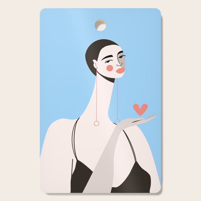 Graceful Gesture - Modern Minimalist Portrait with Heart Cutting Board Gallery Image 1