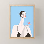 Graceful Gesture - Modern Minimalist Portrait with Heart Mini Art Print Gallery Image 1