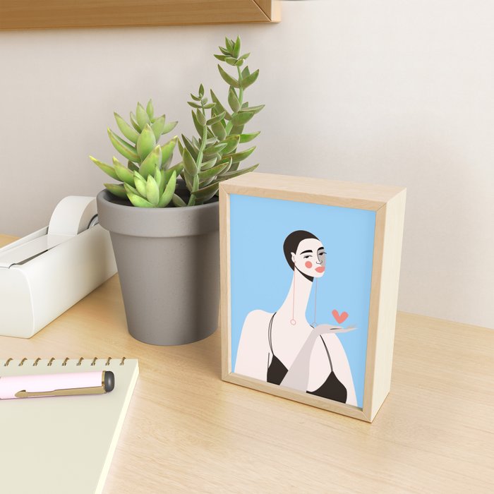Graceful Gesture - Modern Minimalist Portrait with Heart Mini Art Print Gallery Image 2
