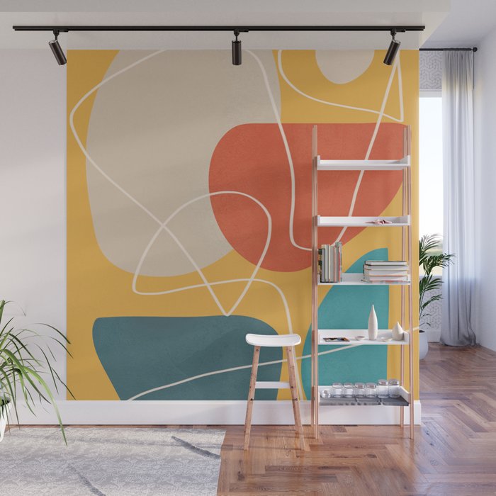 Minimal Colorful Abstract Shapes 11 Wall Mural Gallery Image 1