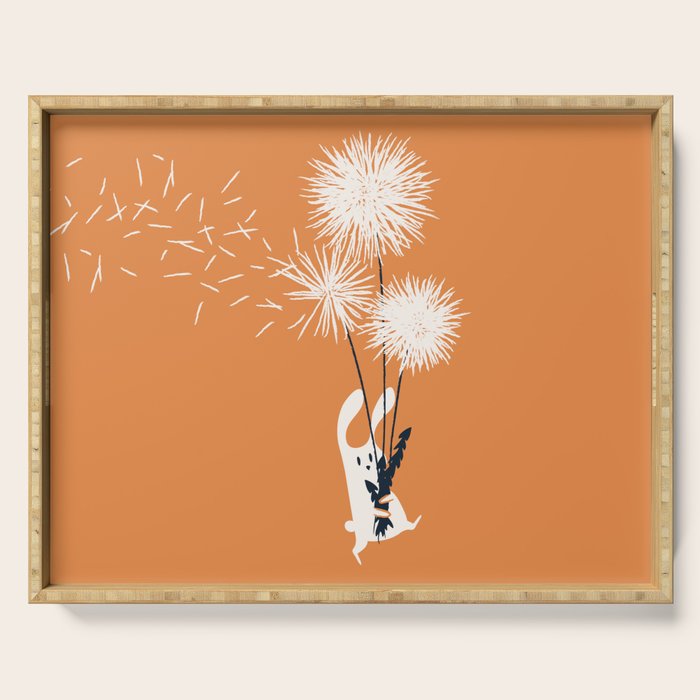Bunny and Dandelion Bouquet Serving Tray Gallery Image 1