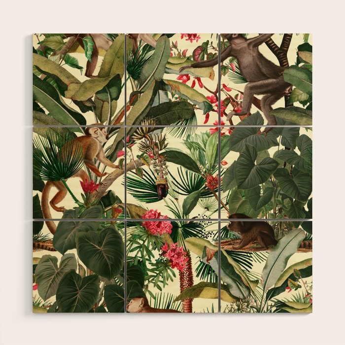 Monkey Forest Wood Wall Art Gallery Image 1