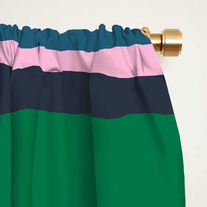 Colorful Summer Stripes Vertical Pattern Green Mustard Orange Pink Blue Window Curtain Gallery Image 2