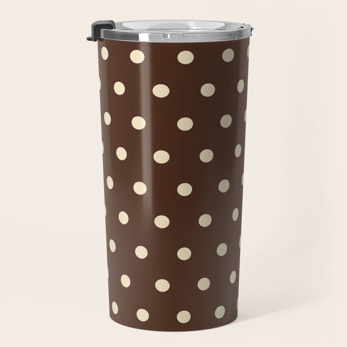 Vintage polka dots baroque brown & cream Travel Mug Gallery Image 3