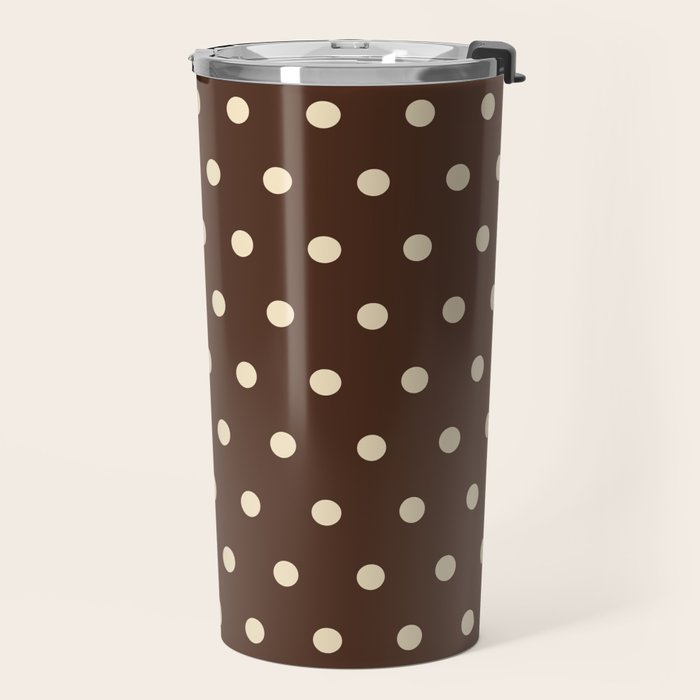 Vintage polka dots baroque brown & cream Travel Mug Gallery Image 2