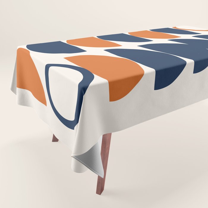 Abstract Shapes 19 in Orange and Navy Blue Tablecloth Gallery Image 1