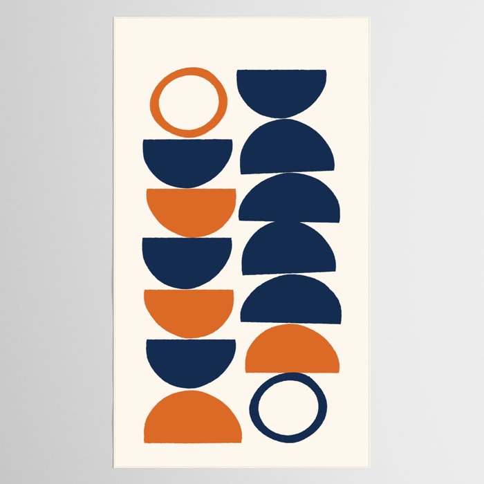 Abstract Shapes 19 in Orange and Navy Blue Tablecloth Gallery Image 2