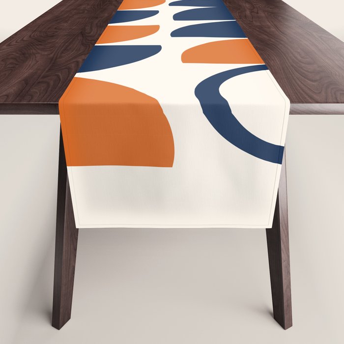 Abstract Shapes 19 in Orange and Navy Blue Table Runner Gallery Image 1