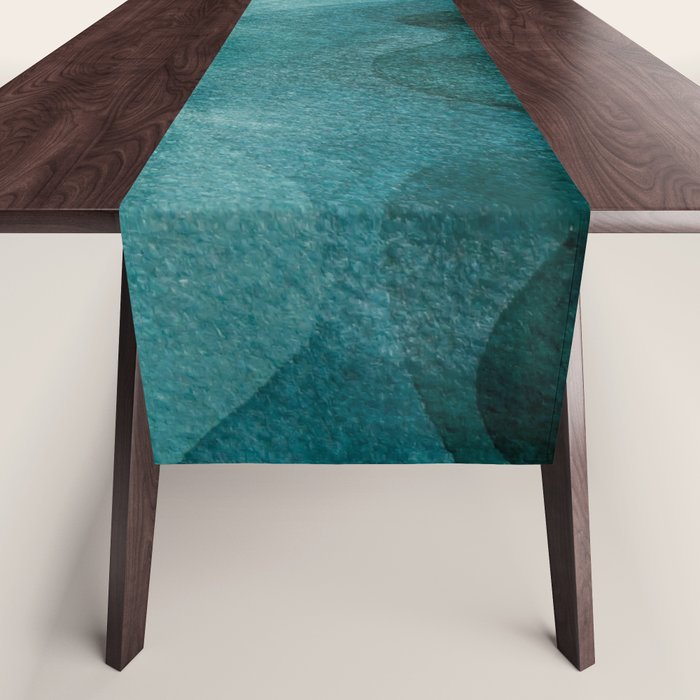 Sunrise in the mountains, dawn, teal, abstract watercolor Table Runner Gallery Image 1