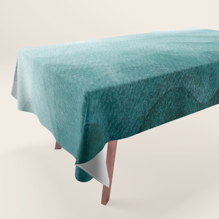 Sunrise in the mountains, dawn, teal, abstract watercolor Tablecloth Gallery Image 1