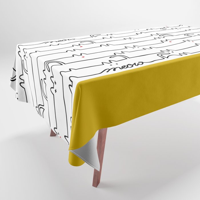 yellow meouw Tablecloth Gallery Image 1