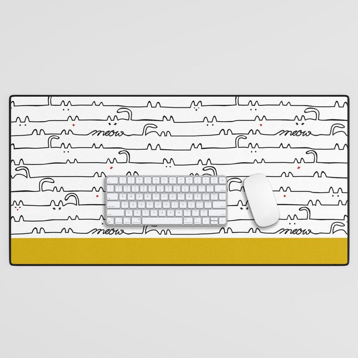 yellow meouw Desk Mat Gallery Image 1