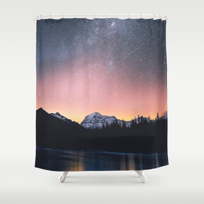 Milky Way Stars Mountain Landscape Shower Curtain Gallery Image 1
