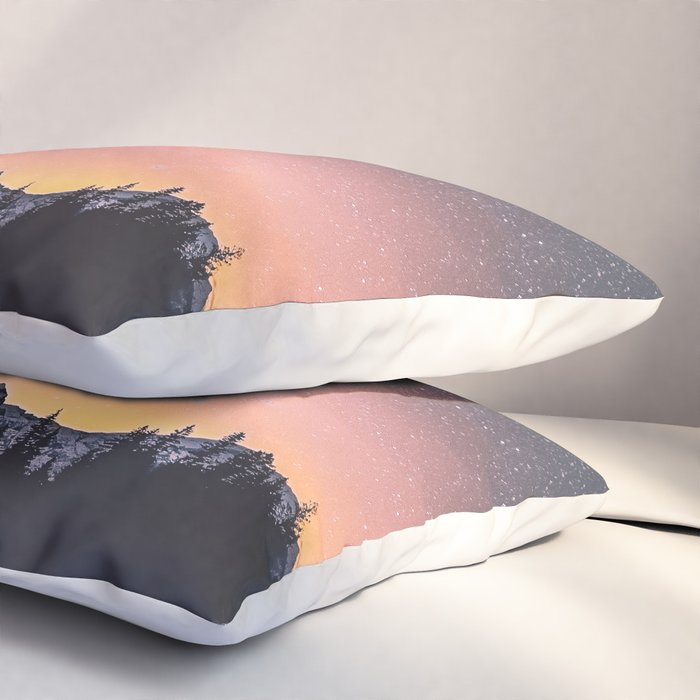 Milky Way Stars Mountain Landscape Pillow Sham Gallery Image 3