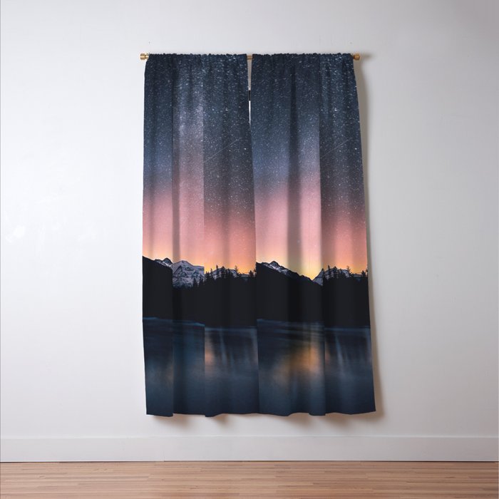 Milky Way Stars Mountain Landscape Window Curtain Gallery Image 3