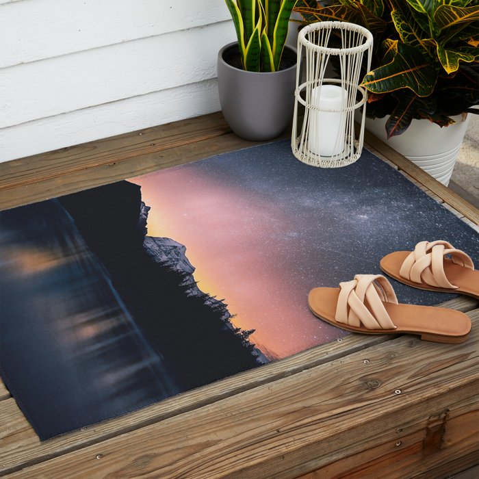 Milky Way Stars Mountain Landscape Outdoor Rug Gallery Image 2