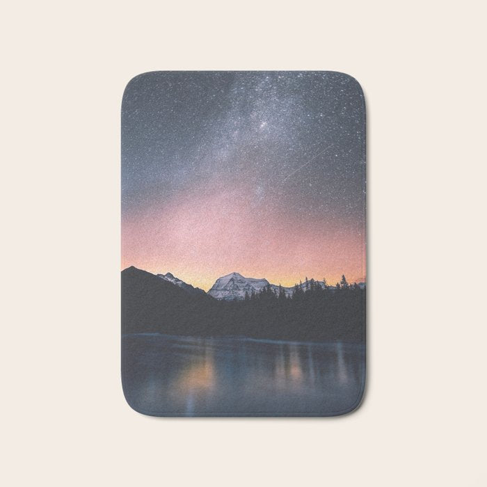 Milky Way Stars Mountain Landscape Bath Mat Gallery Image 1