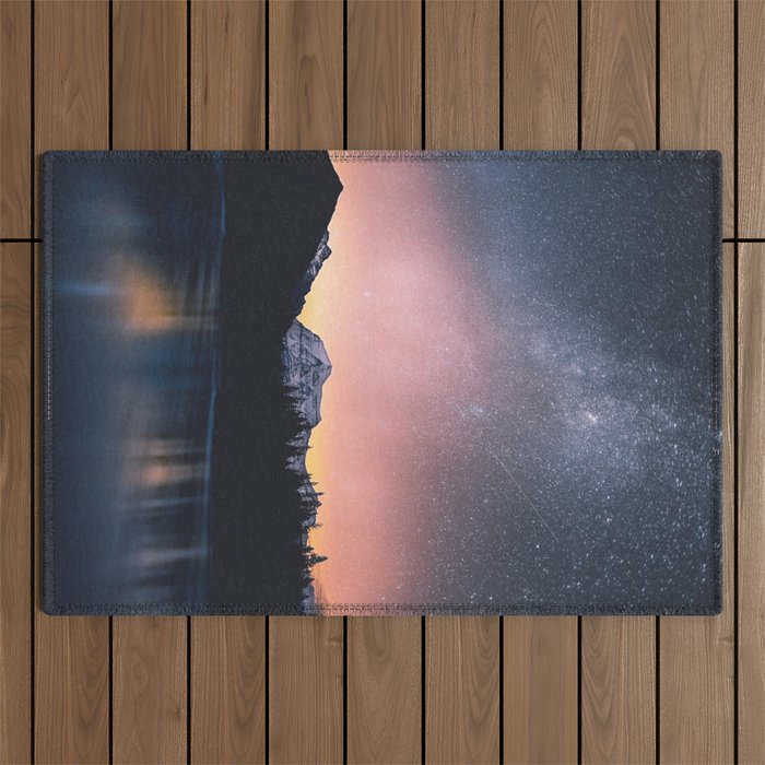 Milky Way Stars Mountain Landscape Outdoor Rug Gallery Image 1