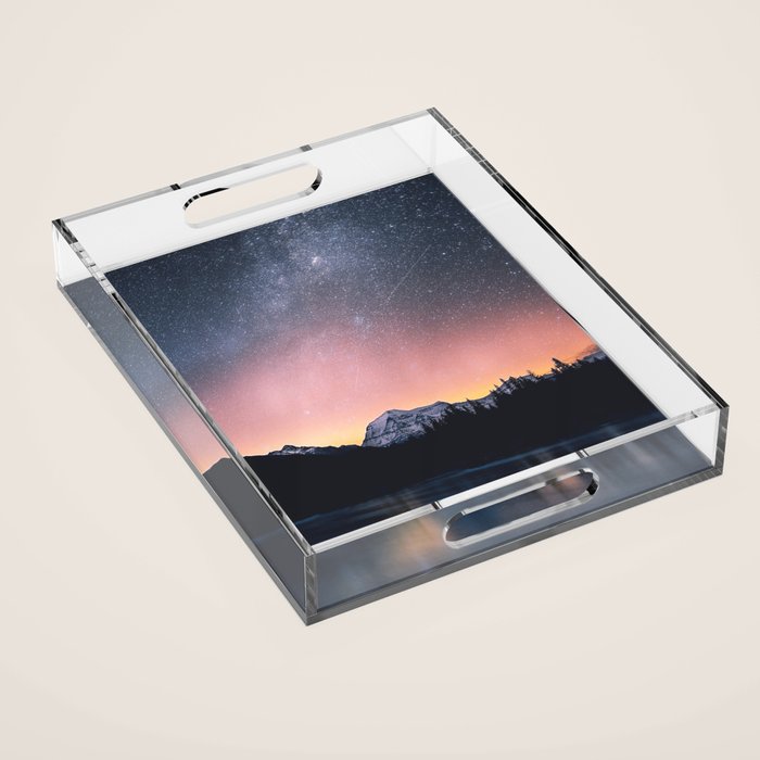 Milky Way Stars Mountain Landscape Acrylic Tray Gallery Image 1