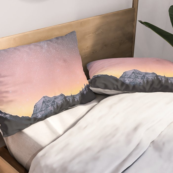 Milky Way Stars Mountain Landscape Pillow Sham Gallery Image 2